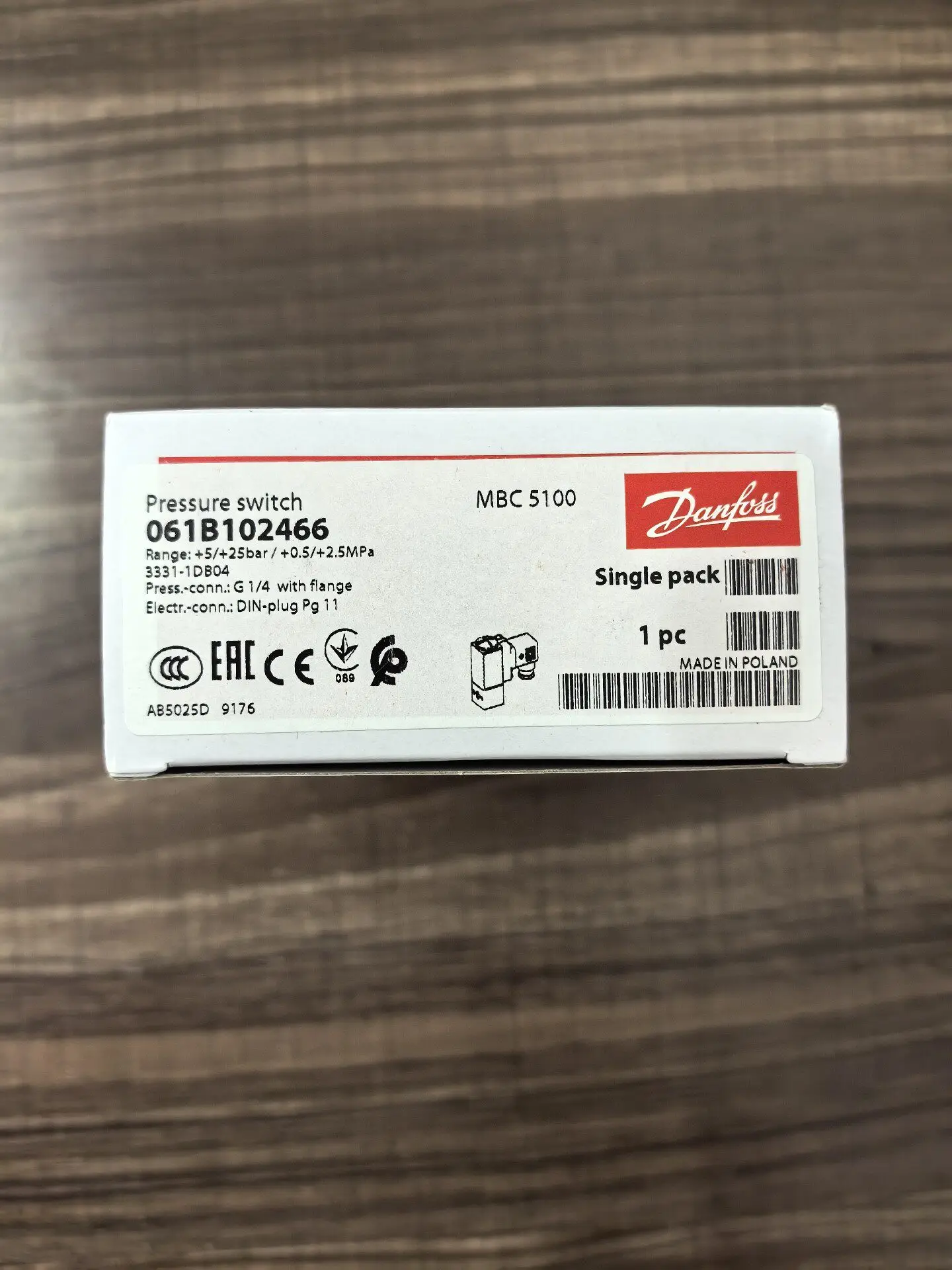 Model 061B102466 New Danfoss Pressure Switch Min stock
Model 061B102466 New Danfoss Pressure Switch Min stock