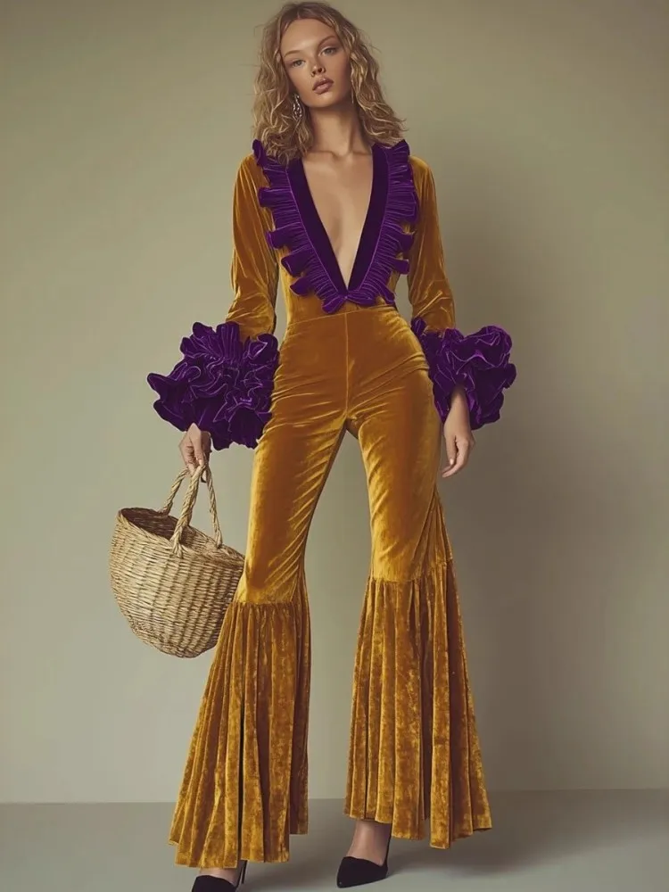 Solid Color Women Jumpsuits For Autumn Winter Long Sleeve Velvet Fashion Streetwear Overalls Wide Leg Pants Trousers 2025
Solid Color Women Jumpsuits For Autumn Winter Long Sleeve Velvet Fashion Streetwear Overalls Wide Leg Pants Trousers 2025
