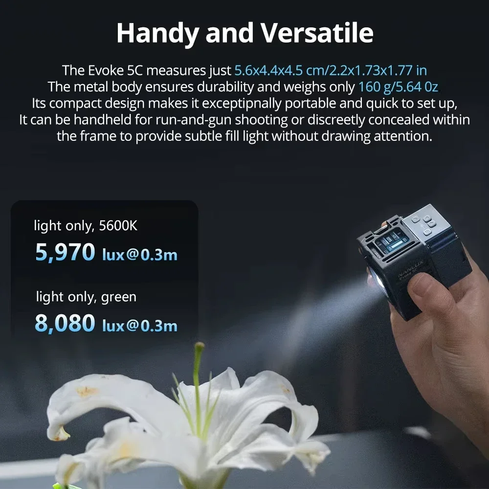 NANLUX Evoke 5C RGB Bi-color LED Video Light Portable Handheld Fill Light Photography Light for Outdoor Shooting
NANLUX Evoke 5C RGB Bi-color LED Video Light Portable Handheld Fill Light Photography Light for Outdoor Shooting