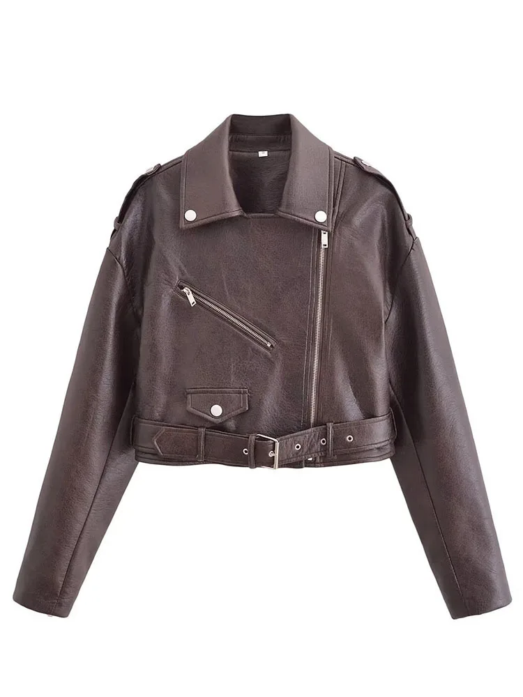 HH модная женская укороченная куртка из искусственной кожи 2025 женская осенняя однотонная уличная куртка с длинными рукавами и лацканами с поясом на молнии и карманом
HH модная женская укороченная куртка из искусственной кожи 2025 женская осенняя однотонная уличная куртка с длинными рукавами и лацканами с поясом на молнии и карманом