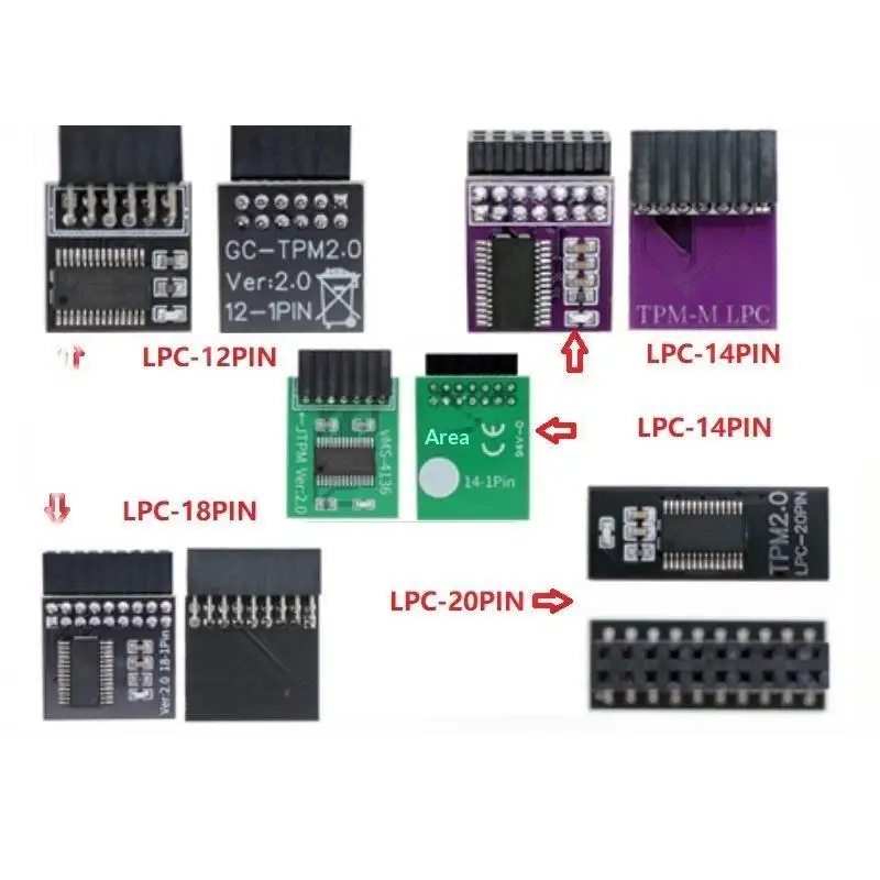 1Pcs TPM Security Module TPM Remote Card Encryption Security Module Supports 12 14 18 20 Pins Compatible With Win11