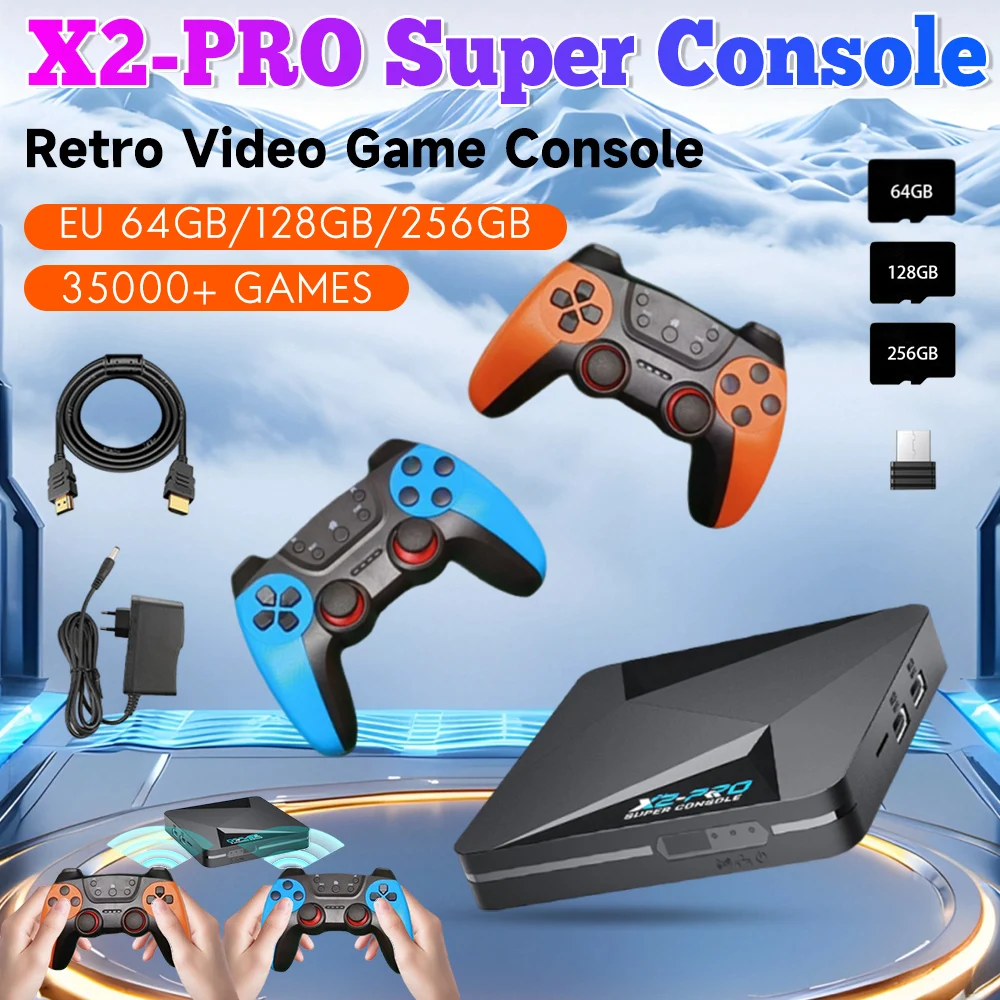 X2 Pro Retro Home Video Game Console With Wireless Gamepads WiFi Gaming Box Built-in 35000+ Games Consoles For Arcade/DC/MAME/SS
X2 Pro Retro Home Video Game Console With Wireless Gamepads WiFi Gaming Box Built-in 35000+ Games Consoles For Arcade/DC/MAME/SS