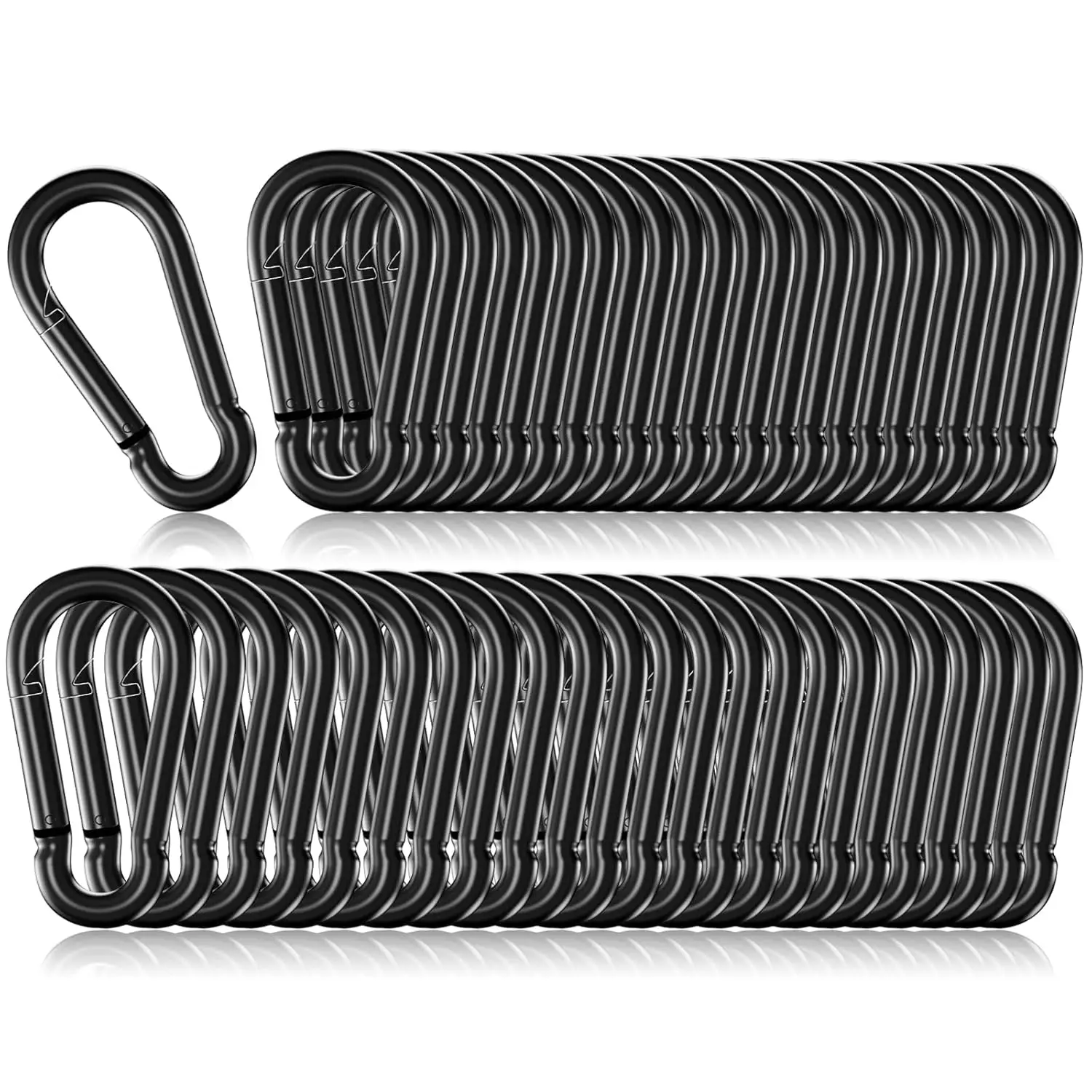 50 Pack 2" Heavy Duty Carabiner Clips, M5 Black Galvanized Steel Spring Snap Hooks, Rust-Resistant Keychain Clips for Hammock
50 Pack 2" Heavy Duty Carabiner Clips, M5 Black Galvanized Steel Spring Snap Hooks, Rust-Resistant Keychain Clips for Hammock