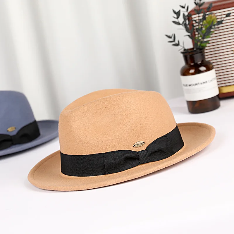 Winter 100% Real Wool Hat for Women Vintage Fedora Cap with Ribbon Warm New Headwear Accessories
Winter 100% Real Wool Hat for Women Vintage Fedora Cap with Ribbon Warm New Headwear Accessories