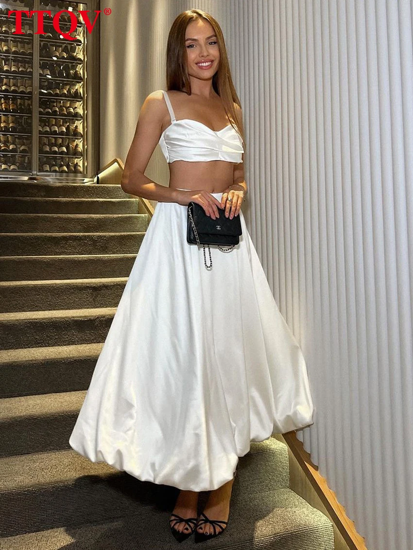 TTQV Sexy Loose White Satin Women's 2-Piece Set 2026 Summer Sleeveless Crop Top With High Waist Pleated Long Skirt Set Female
TTQV Sexy Loose White Satin Women's 2-Piece Set 2026 Summer Sleeveless Crop Top With High Waist Pleated Long Skirt Set Female