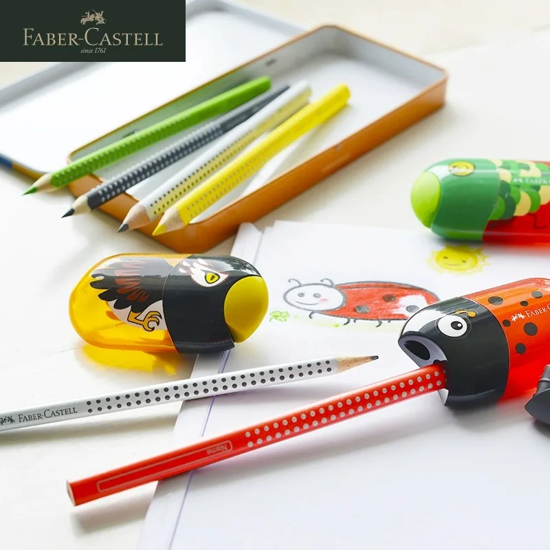 Точилка для карандашей Faber Castell с двойными отверстиями, милая школьная Канцелярия с ластиком, божьей коровкой, рыбой, Орлом, 1 шт.
Точилка для карандашей Faber Castell с двойными отверстиями, милая школьная Канцелярия с ластиком, божьей коровкой, рыбой, Орлом, 1 шт.