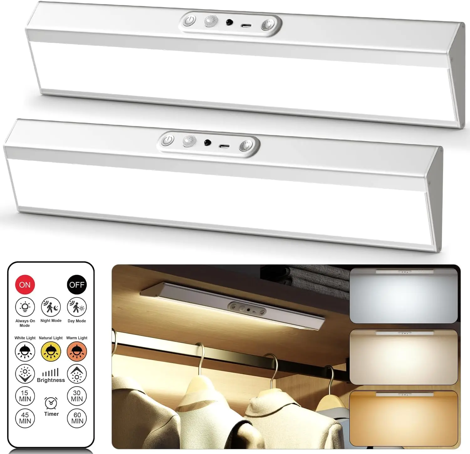 Motion Sensor Closet Light with Remote, 3 Colors & Dimmable, Rechargeable Magnetic LED for Kitchen Wardrobe
Motion Sensor Closet Light with Remote, 3 Colors & Dimmable, Rechargeable Magnetic LED for Kitchen Wardrobe