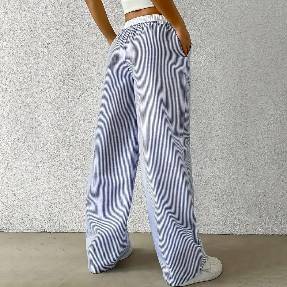 Long Pants Loose Fit Pants Striped Wide-leg Pants with Adjustable Drawstring for Women Comfortable Long Trousers for Wear
Long Pants Loose Fit Pants Striped Wide-leg Pants with Adjustable Drawstring for Women Comfortable Long Trousers for Wear