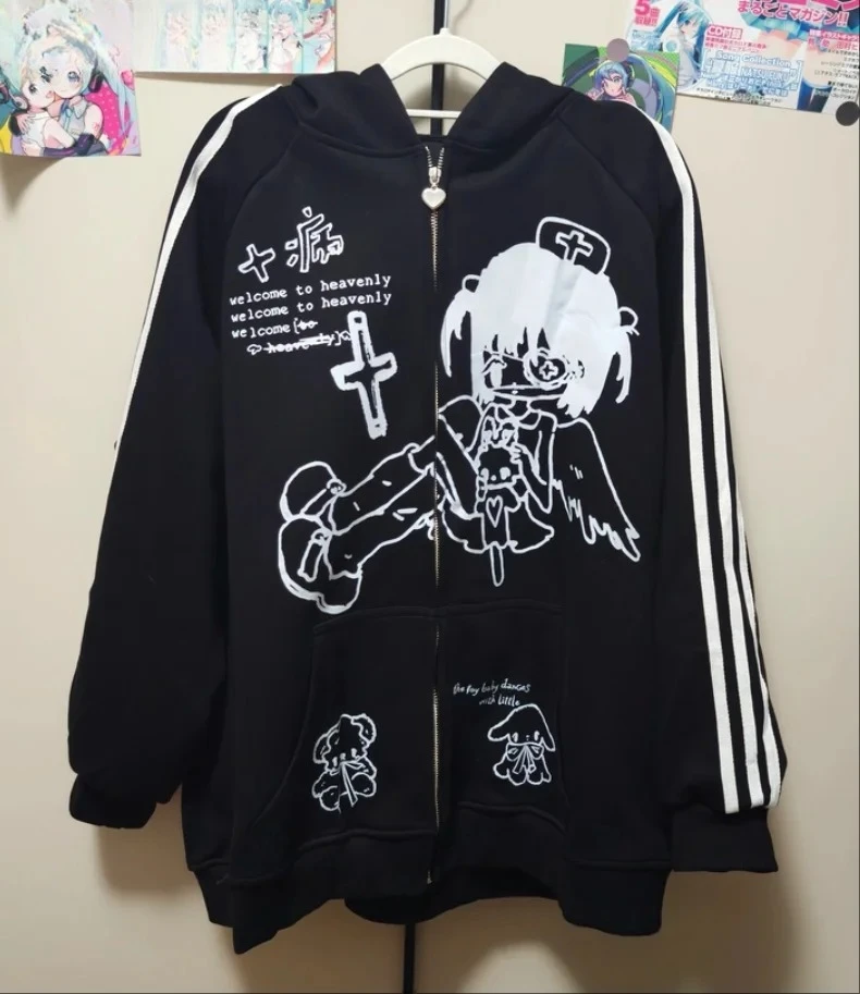 Fashion New 2025 Loose Hooded Coats for Women Original Pattern Zipper Sweatshirt Japanese Style Ladies Casual Jacket Femme
Fashion New 2025 Loose Hooded Coats for Women Original Pattern Zipper Sweatshirt Japanese Style Ladies Casual Jacket Femme