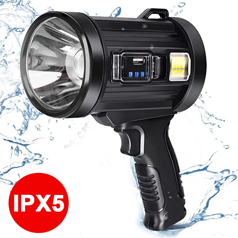 Rechargeable Spotlight LED Handheld Hunting Flashlight with Solar Panel Camping Flashlight for Hunting Boating Camping
Rechargeable Spotlight LED Handheld Hunting Flashlight with Solar Panel Camping Flashlight for Hunting Boating Camping