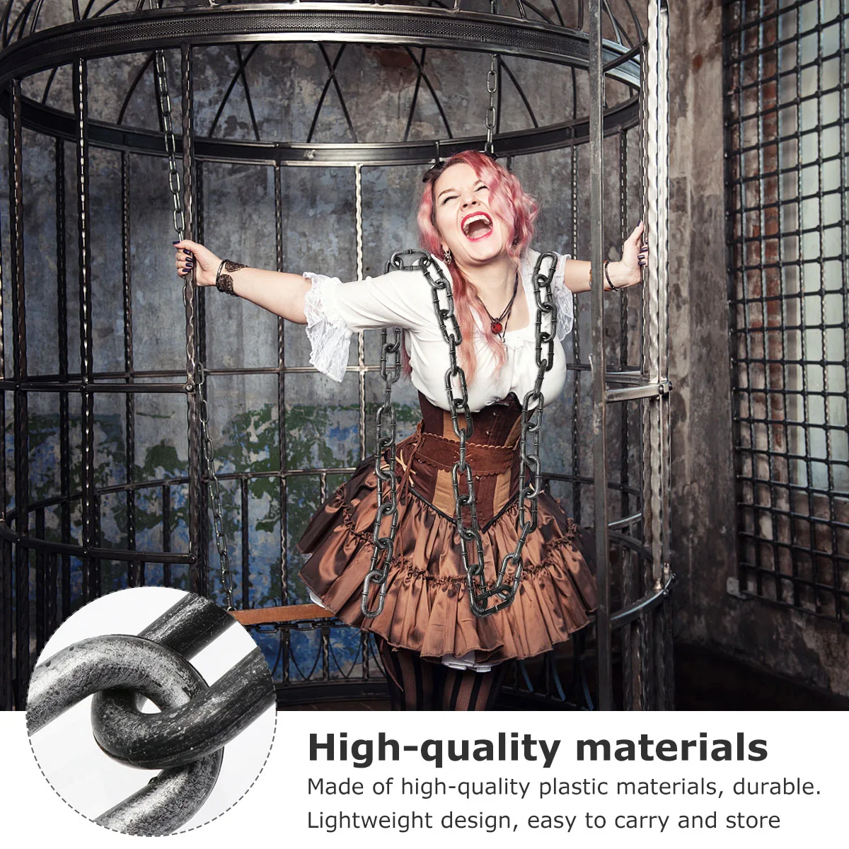 1Pcs Premium Plastic Chain Prop Detailed Workmanship Halloween Fetter Prop for Costume Role Play Scary Party Decoration
1Pcs Premium Plastic Chain Prop Detailed Workmanship Halloween Fetter Prop for Costume Role Play Scary Party Decoration