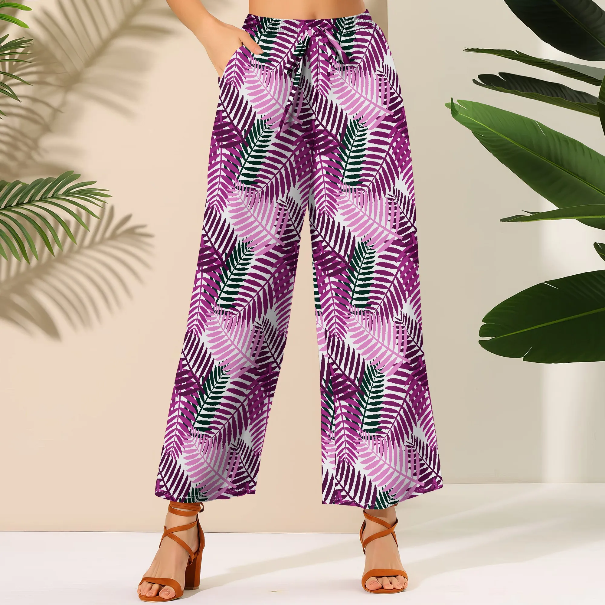 Women's Wide Leg Ankle-Length Pants Leaf Print Casual Elastic Loose Breathable for Beach Vacation Picnic Brunch
Women's Wide Leg Ankle-Length Pants Leaf Print Casual Elastic Loose Breathable for Beach Vacation Picnic Brunch