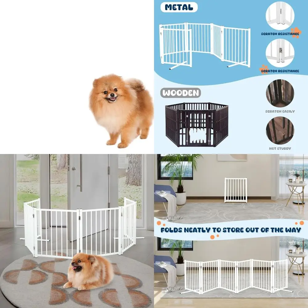 Отдельностоящие металлические ворота для собак, 6-панельный барьер для домашних животных в помещении и на открытом воздухе, широкий для дверных проемов, лестницы, двора, 24H x 140W, белый, сборка Re
Отдельностоящие металлические ворота для собак, 6-панельный барьер для домашних животных в помещении и на открытом воздухе, широкий для дверных проемов, лестницы, двора, 24H x 140W, белый, сборка Re