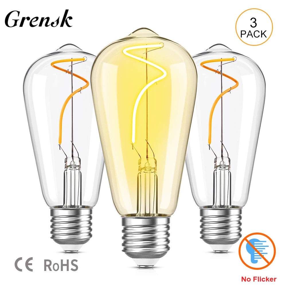 Vintage LED Spiral Filament Bulb ST58 3W Edison Lamp No Flicker Warm White Retro Light Bulb for Dinning Room Cafe Hotel Pendants
Vintage LED Spiral Filament Bulb ST58 3W Edison Lamp No Flicker Warm White Retro Light Bulb for Dinning Room Cafe Hotel Pendants