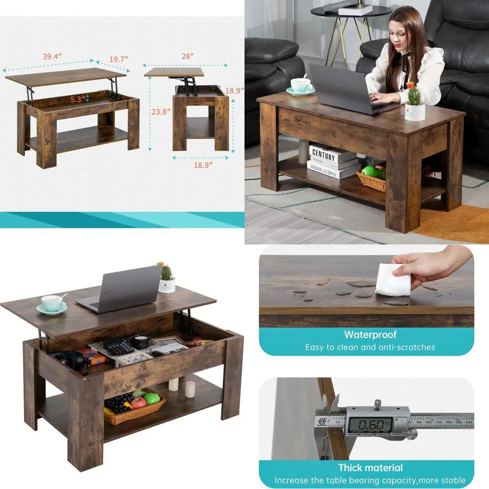 Журнальный столик с подъемной столешницей, скрытым отделением и полкой для хранения для гостиной или офиса, 39,4 дюйма, коричневый
Журнальный столик с подъемной столешницей, скрытым отделением и полкой для хранения для гостиной или офиса, 39,4 дюйма, коричневый