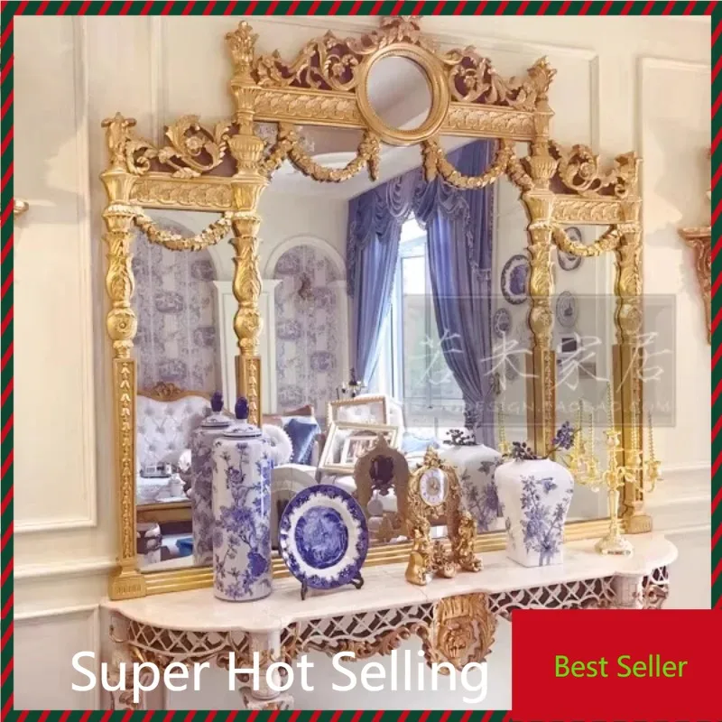 F185 French oversized fireplace decorative mirror Entrance mirror Golden European luxury restaurant mirror special-shaped
F185 French oversized fireplace decorative mirror Entrance mirror Golden European luxury restaurant mirror special-shaped