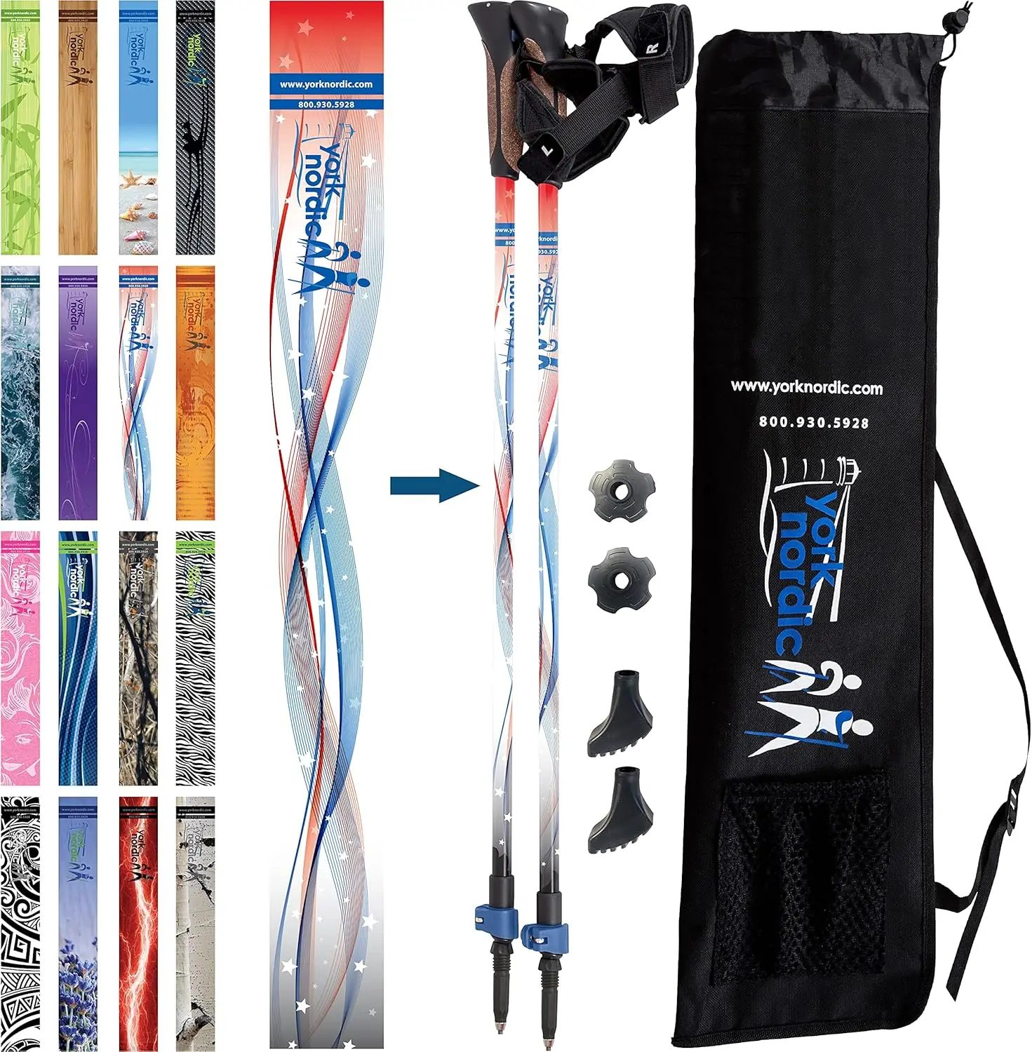 Nordic Walking Poles - Lightweight, Adjustable, Collapsible with Glove Grips, Flip Locks, Detachable Feet, Travel Bag, 5'4"-6'2"
Nordic Walking Poles - Lightweight, Adjustable, Collapsible with Glove Grips, Flip Locks, Detachable Feet, Travel Bag, 5'4"-6'2"
