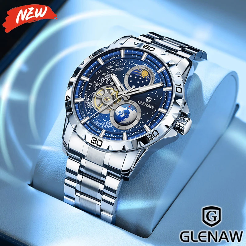 GLENAW вращающиеся земли двойные секундные механические наручные часы мужские часы со звездным небом из нержавеющей стали водонепроницаемые часы
GLENAW вращающиеся земли двойные секундные механические наручные часы мужские часы со звездным небом из нержавеющей стали водонепроницаемые часы