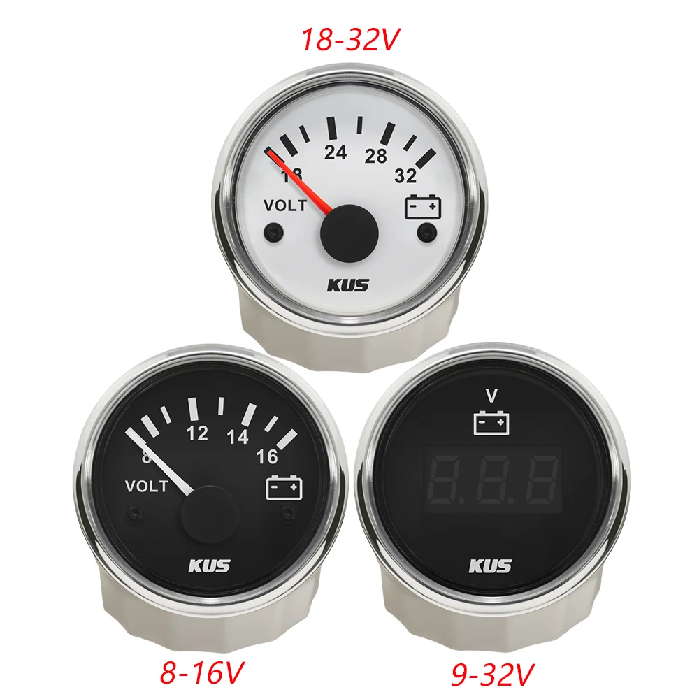 KUS Digital 52mm Voltmeter Voltage Gauge Meter 8-16V 18-32V With Backlight 12V 24Volts for Car SUV Vessels
KUS Digital 52mm Voltmeter Voltage Gauge Meter 8-16V 18-32V With Backlight 12V 24Volts for Car SUV Vessels