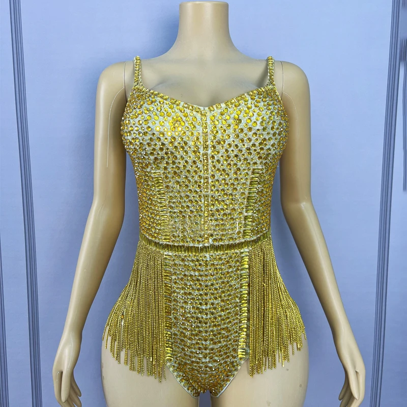 Shiny Gold Rhinestones Fringed Bodysuit Women Gogo Dancer Costumes Nightclub DJ Stage Jazz Dance Festival Outfits XS10763
Shiny Gold Rhinestones Fringed Bodysuit Women Gogo Dancer Costumes Nightclub DJ Stage Jazz Dance Festival Outfits XS10763