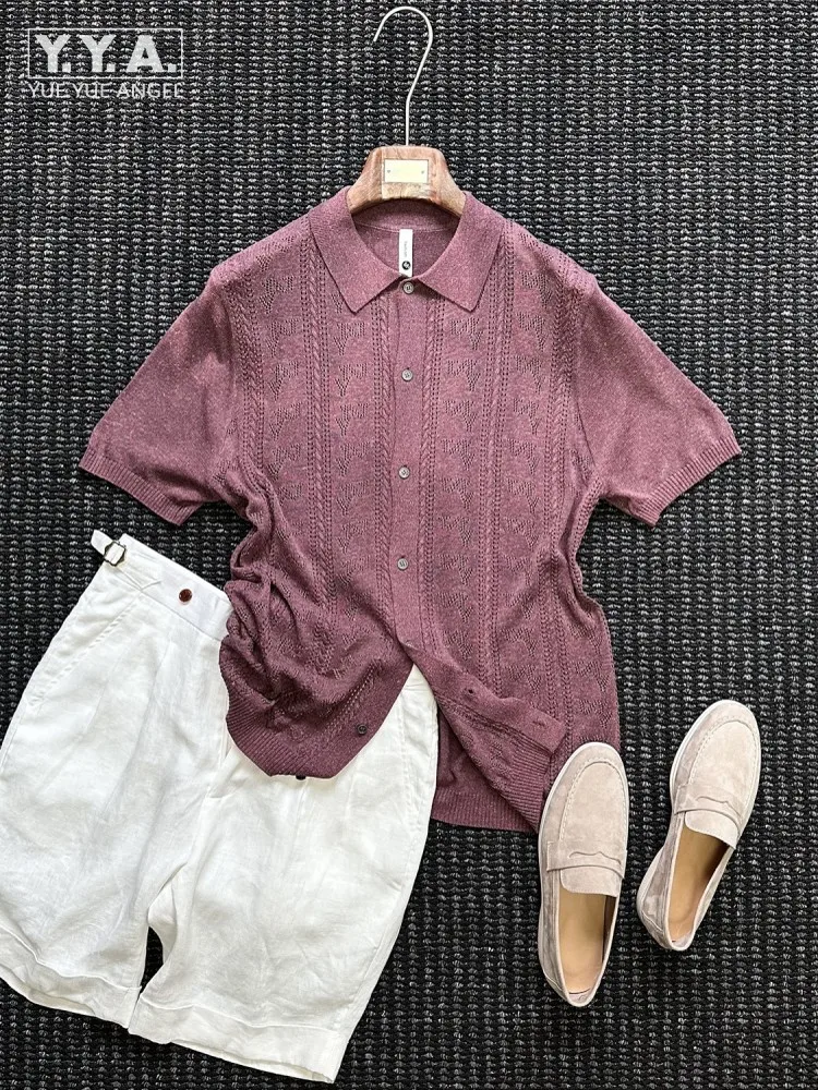 Men Summer Breathable Hollowed-Out Knitted Shirt Short Sleeve Single Breasted Business Casual Male Tops Comfortable Work Shirts
Men Summer Breathable Hollowed-Out Knitted Shirt Short Sleeve Single Breasted Business Casual Male Tops Comfortable Work Shirts