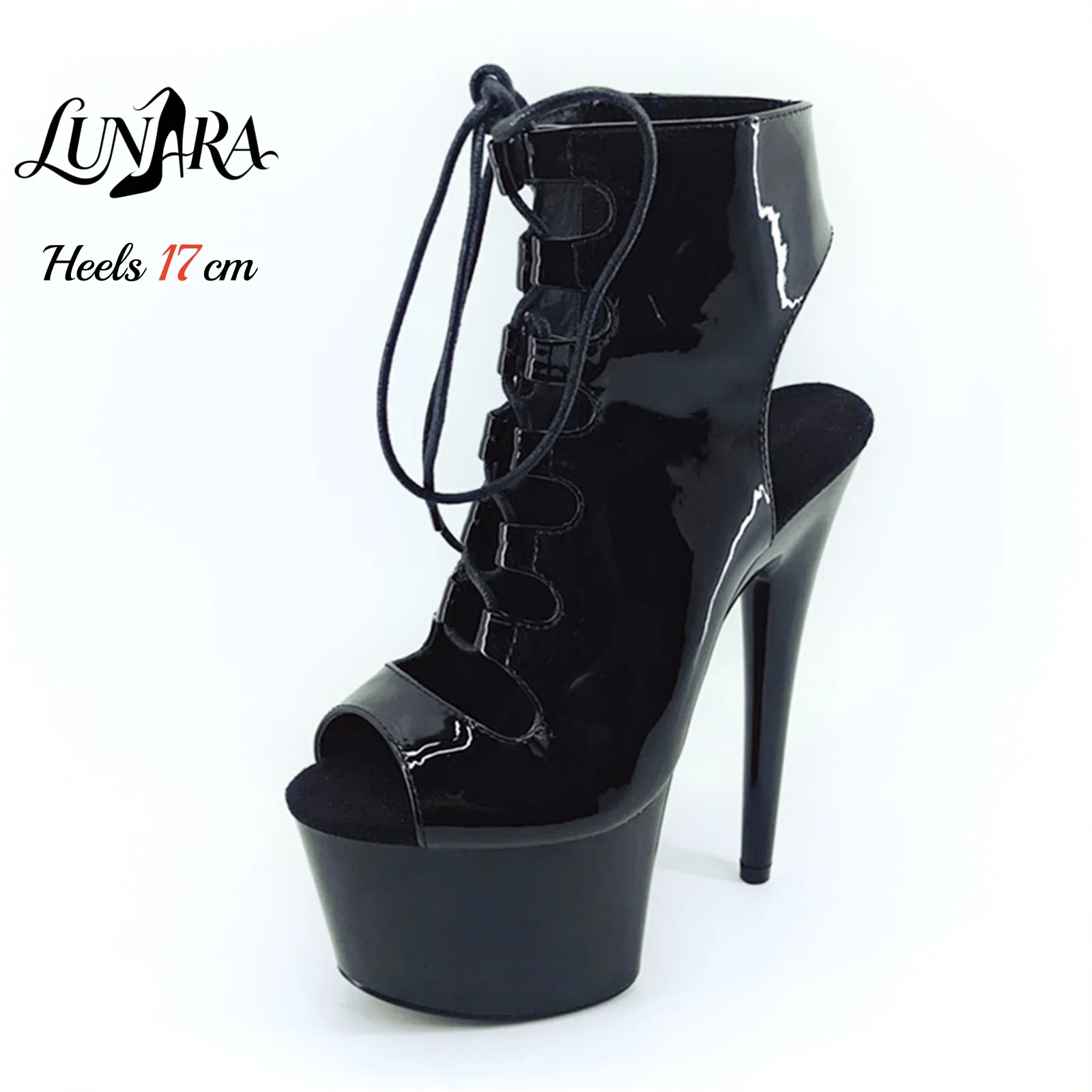 17cm/7Inch Black Patent High Heel Peep Toe Ankle Boots Lace-Up Zipper Non-slip Sexy Pole Dance Nightclub Ladies Stage
17cm/7Inch Black Patent High Heel Peep Toe Ankle Boots Lace-Up Zipper Non-slip Sexy Pole Dance Nightclub Ladies Stage