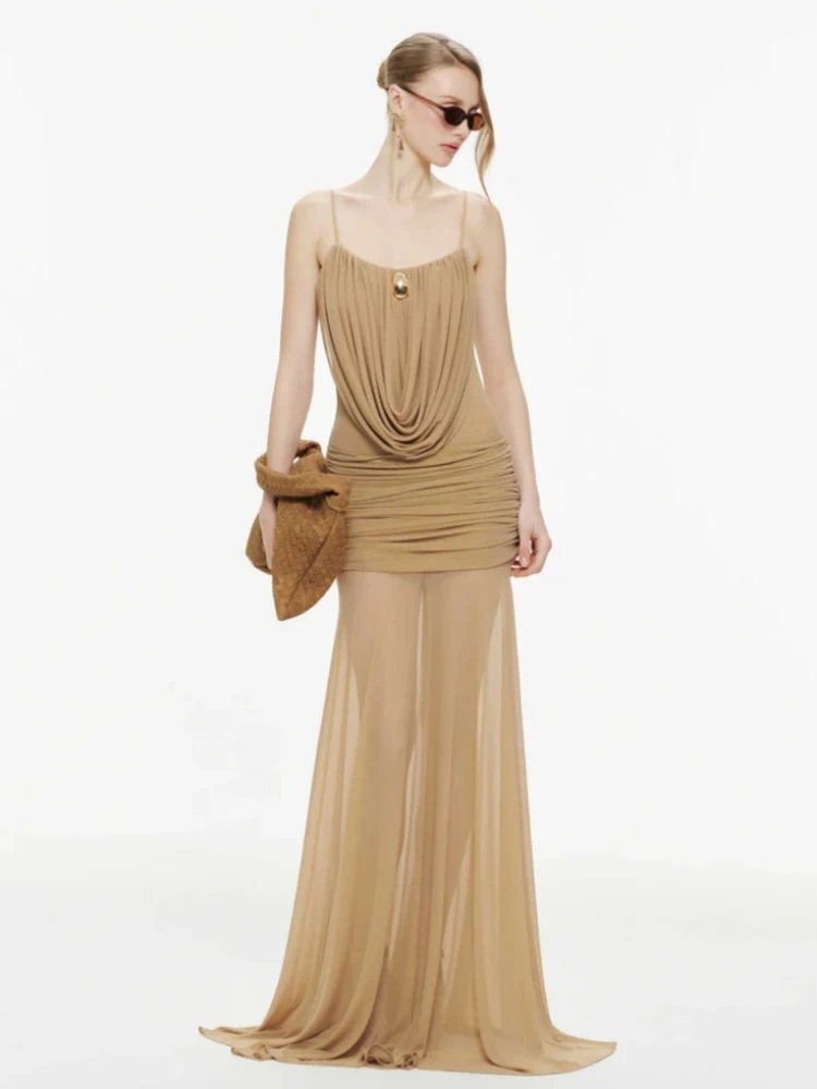 Sexy Spaghetti Strap Metal Buckle Folds Long Dress Women Square Neck Sleeveless Ruched Slim Dresses Evening Party Gowns
Sexy Spaghetti Strap Metal Buckle Folds Long Dress Women Square Neck Sleeveless Ruched Slim Dresses Evening Party Gowns