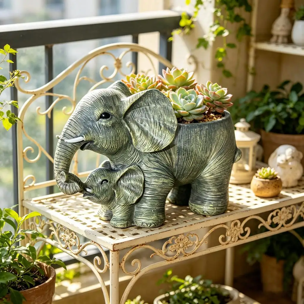 Farmhouse Resin Desk Planter with Elephant Figurine for Cactus Flower Pot Decorative Holder for Home Office Windowsill Gifts
Farmhouse Resin Desk Planter with Elephant Figurine for Cactus Flower Pot Decorative Holder for Home Office Windowsill Gifts