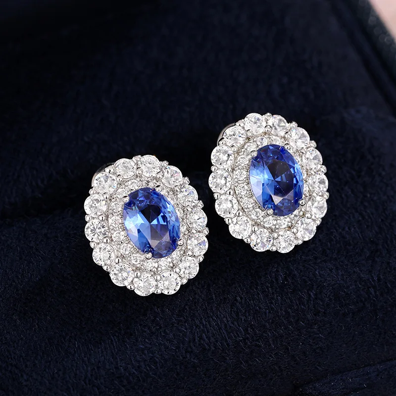 Retro Female Earrings 925 Sterling Silver Royal Blue Oval Earrings for Women Inlaid Cubic Zircon Princess Wedding Jewelry Gift
Retro Female Earrings 925 Sterling Silver Royal Blue Oval Earrings for Women Inlaid Cubic Zircon Princess Wedding Jewelry Gift
