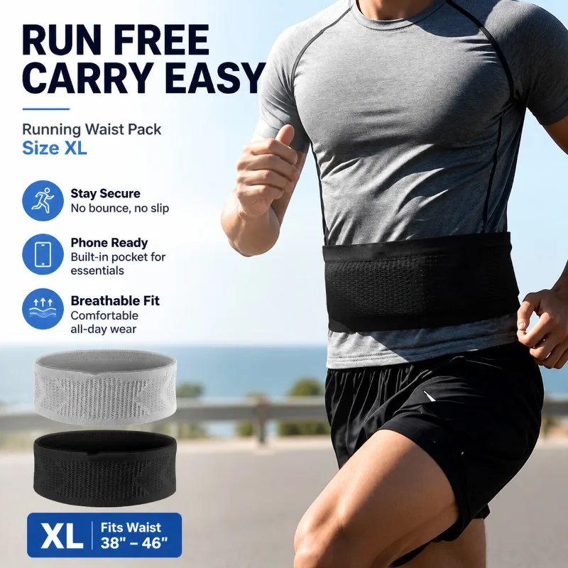 Running Waist Pack for Men Women, High Elastic Fanny Pack with Phone Pocket, Breathable Outdoor Sports Fitness Belt, Size XL
Running Waist Pack for Men Women, High Elastic Fanny Pack with Phone Pocket, Breathable Outdoor Sports Fitness Belt, Size XL