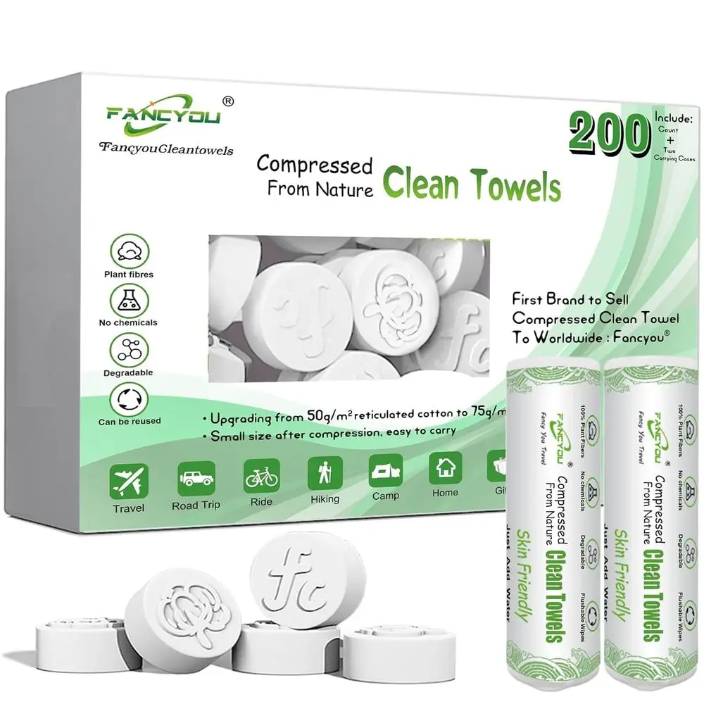 200-Count Thick Disposable Cotton Towels with 2 Carry Cases, Biodegradable & Compact, Ideal for Camping, Hiking, Travel, Gym, BB
200-Count Thick Disposable Cotton Towels with 2 Carry Cases, Biodegradable & Compact, Ideal for Camping, Hiking, Travel, Gym, BB