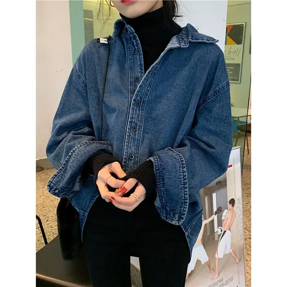 Women's Denim Shirt Jackets Retro Harajuku Streetwear Oversized Korean Style Ladies Casual Outwear Denim Turn Down Coats Tops
Women's Denim Shirt Jackets Retro Harajuku Streetwear Oversized Korean Style Ladies Casual Outwear Denim Turn Down Coats Tops