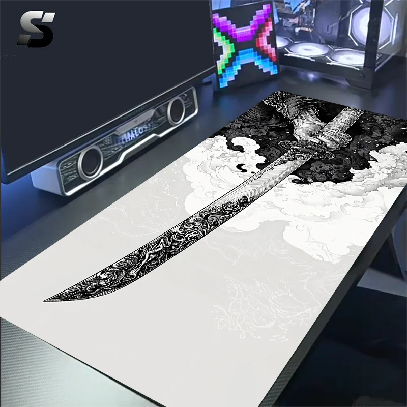 Large Samurai Sword Gaming Mouse Pad Black Desk Mat Ornate Design Washable Rubber Deskmat for Laptop Desktop Computers Office
Large Samurai Sword Gaming Mouse Pad Black Desk Mat Ornate Design Washable Rubber Deskmat for Laptop Desktop Computers Office