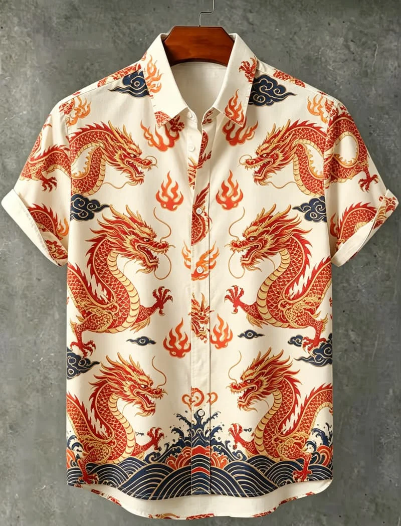Men's Oriental Mythology Ukiyo-print Casual shirt, Suitable For Summer holidays, Beach outings, And Daily Street Wear
Men's Oriental Mythology Ukiyo-print Casual shirt, Suitable For Summer holidays, Beach outings, And Daily Street Wear