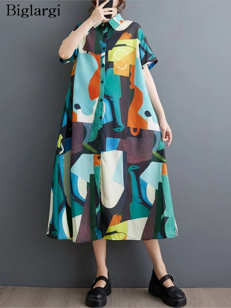 Oversized Summer Midi Shirts Dress Women Graffiti Print Fashion Loose Ruffle Pleated Ladies Dresses Casual A-Line Woman Dress
Oversized Summer Midi Shirts Dress Women Graffiti Print Fashion Loose Ruffle Pleated Ladies Dresses Casual A-Line Woman Dress