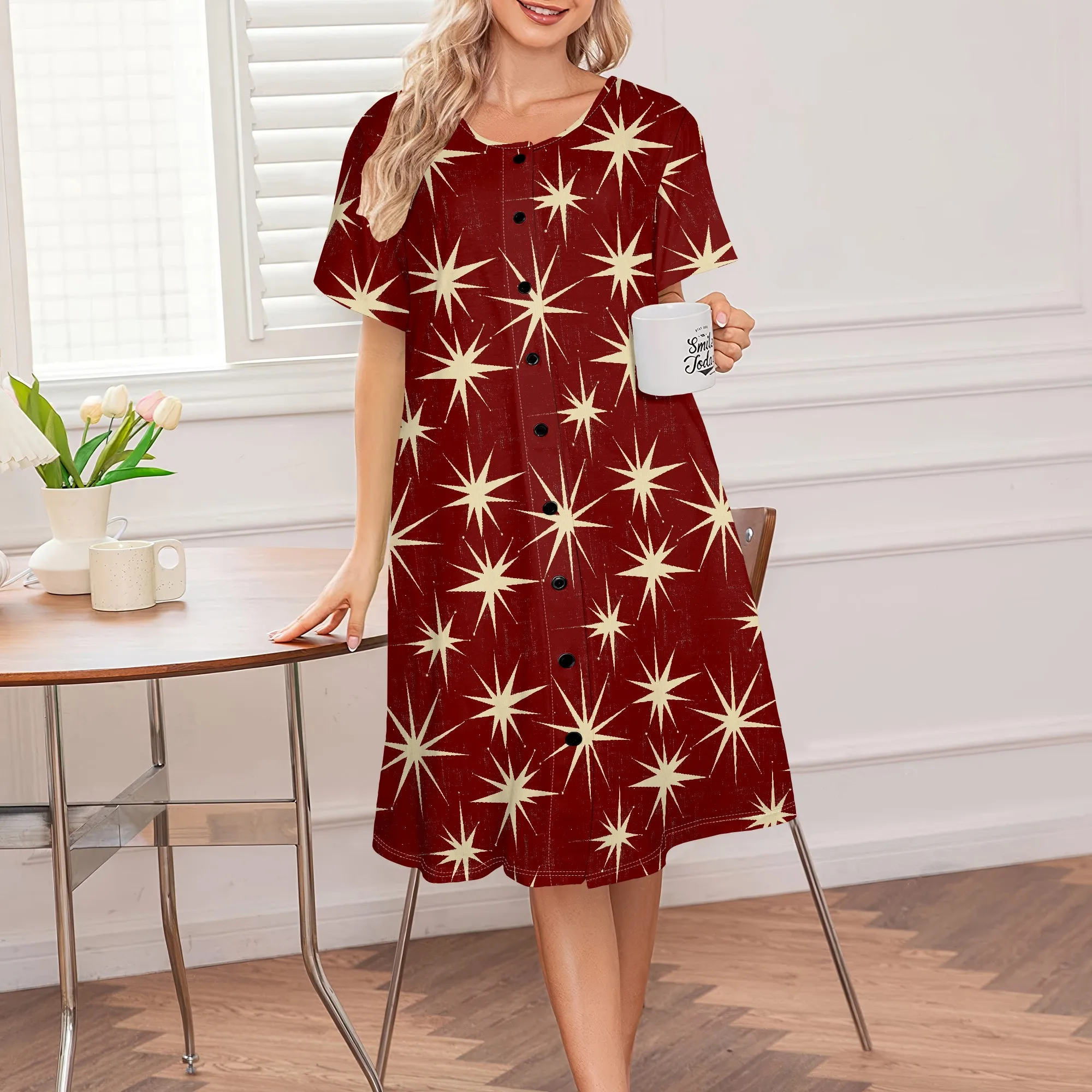 Red Starburst Print Plus Size Dress Women's Casual Button-Down Summer Dress S-3XL Retro Daywear or Holiday Look
Red Starburst Print Plus Size Dress Women's Casual Button-Down Summer Dress S-3XL Retro Daywear or Holiday Look