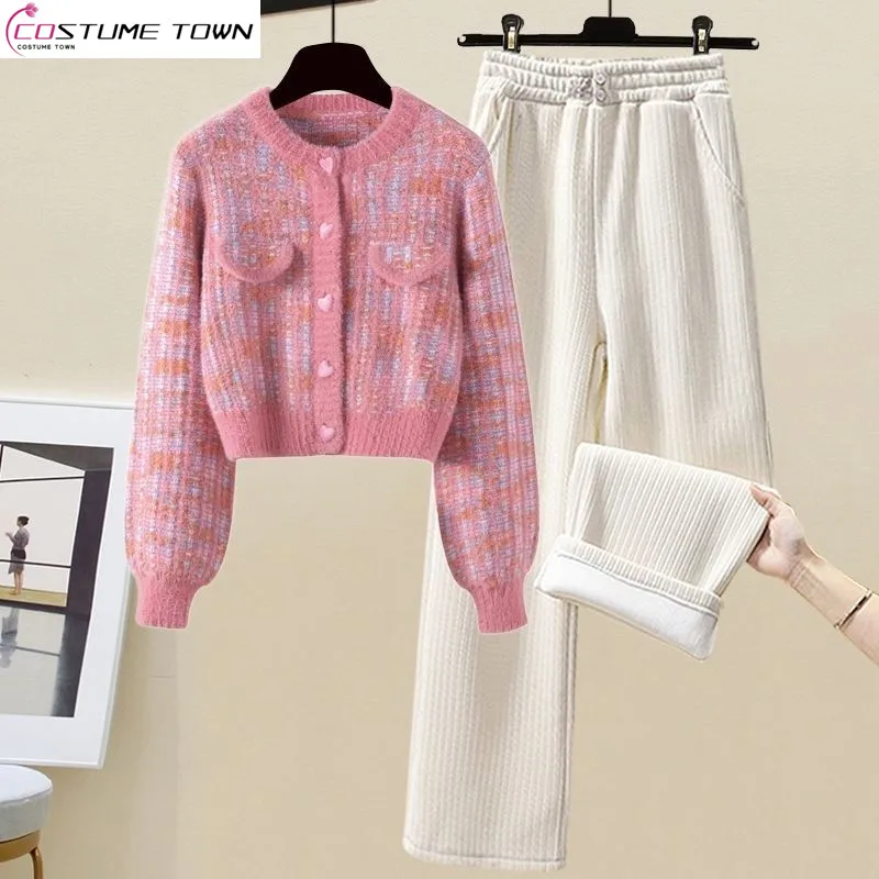 Autumn Set Women's Small Fragrance Short Cardigan Sweater Wide Leg Pants Fashion Wear Women's Two Piece Set Fashion
Autumn Set Women's Small Fragrance Short Cardigan Sweater Wide Leg Pants Fashion Wear Women's Two Piece Set Fashion