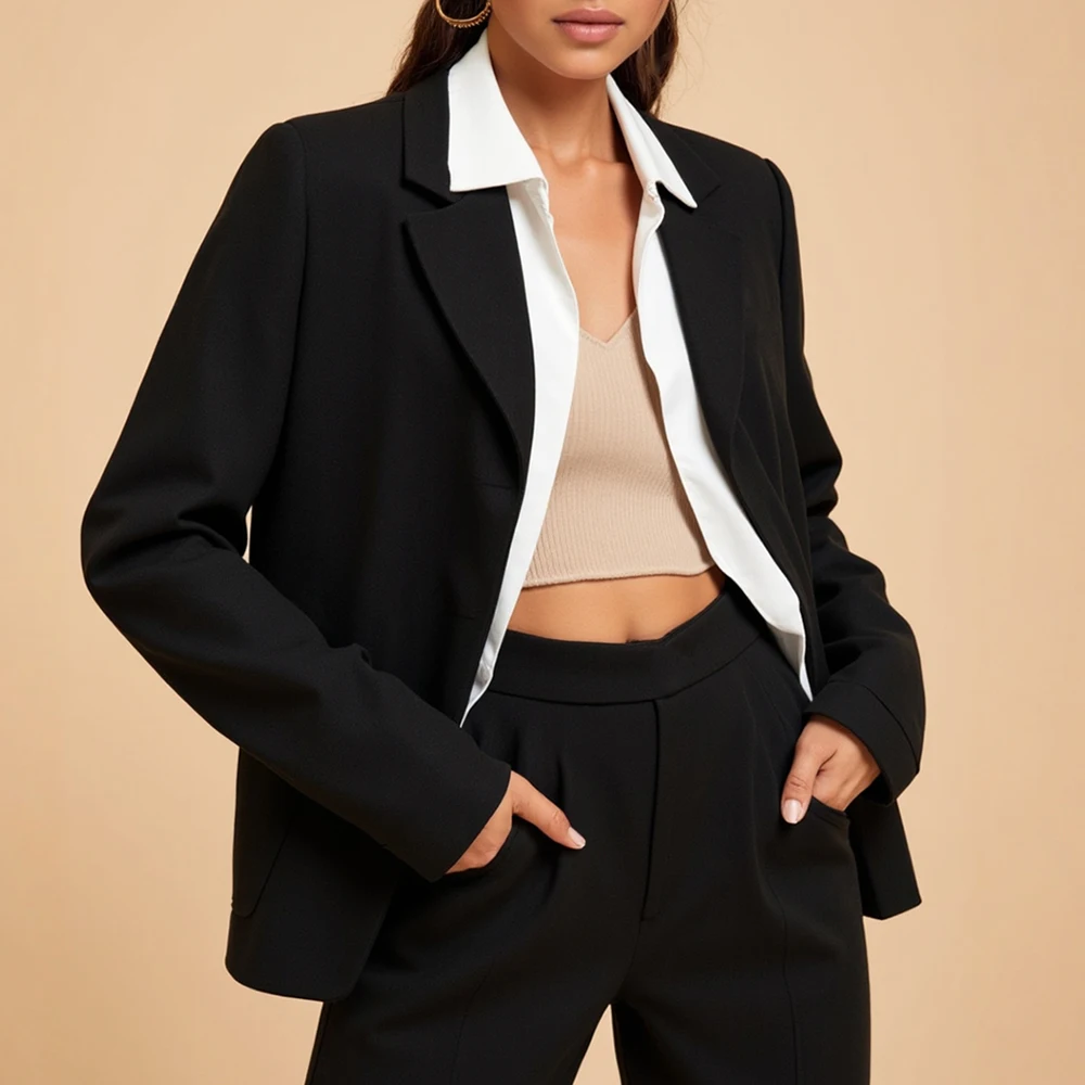Mia Muse Boutique женские пиджаки всесезонные офисные женские повседневные базовые деловые шикарные однотонные формальные пиджаки с длинными рукавами и лацканами
Mia Muse Boutique женские пиджаки всесезонные офисные женские повседневные базовые деловые шикарные однотонные формальные пиджаки с длинными рукавами и лацканами