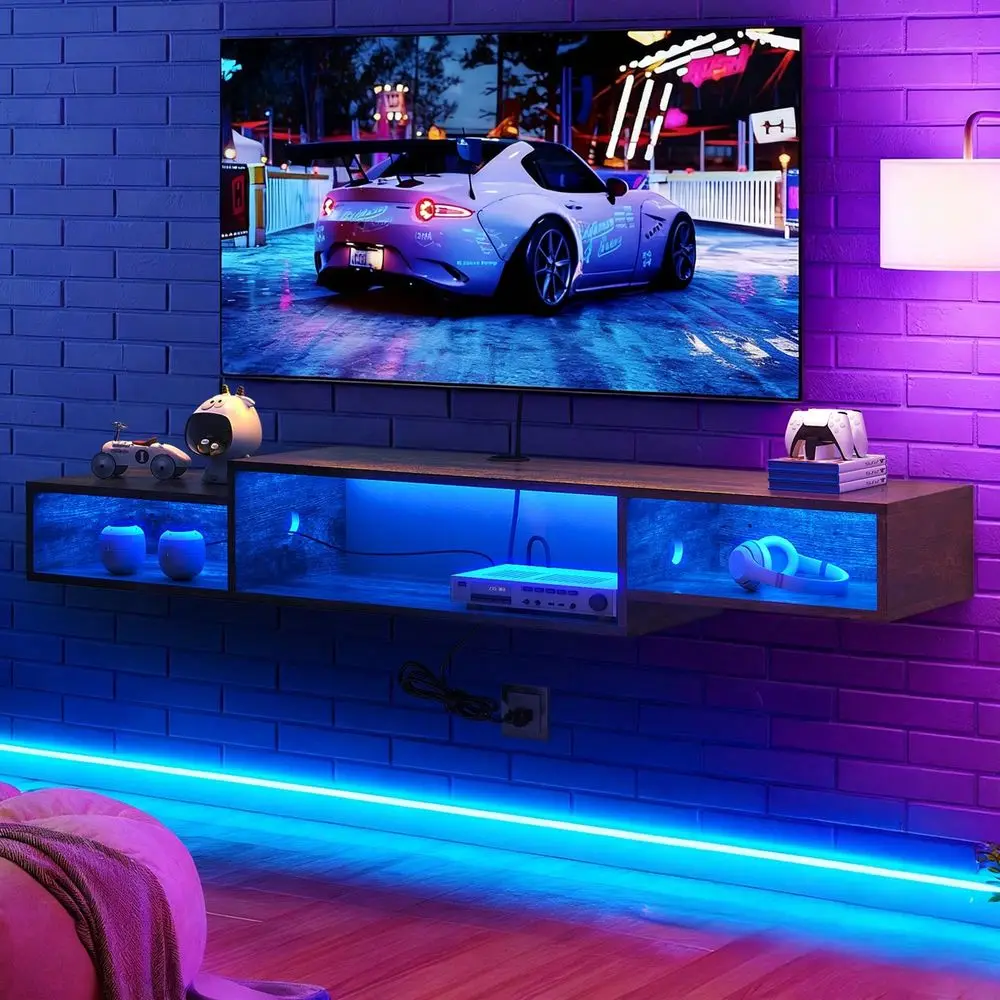 Floating TV Shelf With LED Lights And Power Outlet, Floating TV Stand With Storage, Floating Entertainment Center Media Console
Floating TV Shelf With LED Lights And Power Outlet, Floating TV Stand With Storage, Floating Entertainment Center Media Console