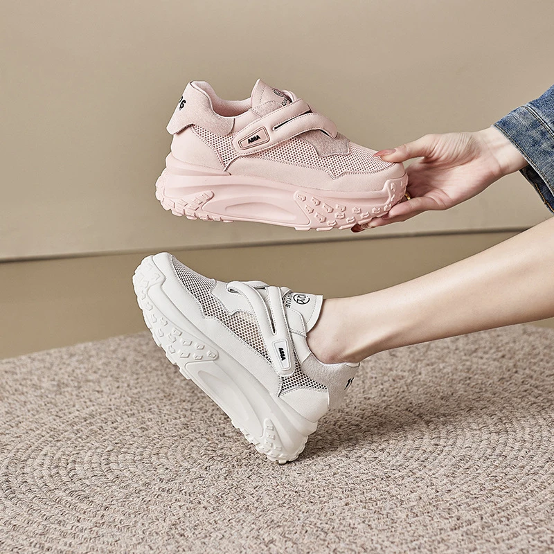 Women Mesh Platform Sneakers 2026 New Velcro Strap Ultra Thick Sole Breathable Casual Shoes In Pink And White For Summer New
Women Mesh Platform Sneakers 2026 New Velcro Strap Ultra Thick Sole Breathable Casual Shoes In Pink And White For Summer New