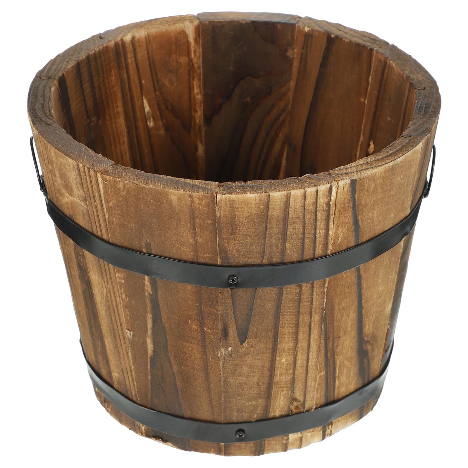 Wooden Flower Pot Retro Planter Barrel Durable Wood Material Handles Garden Decor Plant Container
Wooden Flower Pot Retro Planter Barrel Durable Wood Material Handles Garden Decor Plant Container