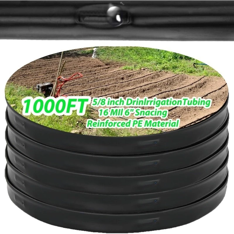 1000ft 5/8 Inch Drip Tape 6" Spacing Roll 16 Mil Irrigation Hose Garden Watering Tube Line Automatic Equipment for Garden Irriga
1000ft 5/8 Inch Drip Tape 6" Spacing Roll 16 Mil Irrigation Hose Garden Watering Tube Line Automatic Equipment for Garden Irriga