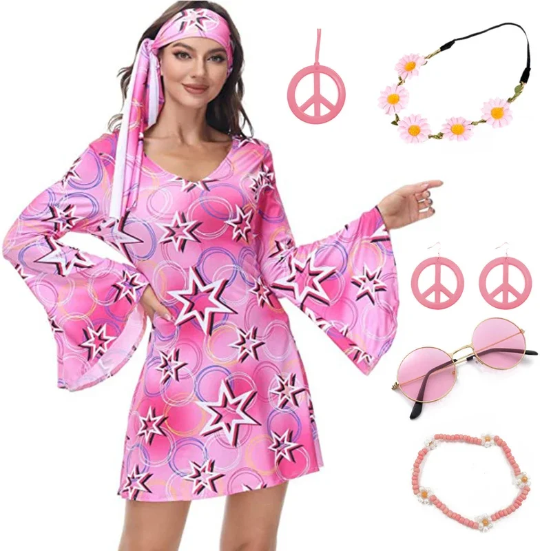 Retro Disco Hippie 70s 80s Cosplay Costume Full Sets Dresses Uniform Suits for Women Halloween Carnival Party Clothes Roleplay
Retro Disco Hippie 70s 80s Cosplay Costume Full Sets Dresses Uniform Suits for Women Halloween Carnival Party Clothes Roleplay