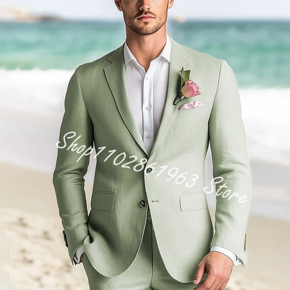 Men's Beach Wedding Linen Suits Fashion Casual Standard Fit 2 Piece Single Breasted Wedding Party Tuxedos Trajes De Hombre
Men's Beach Wedding Linen Suits Fashion Casual Standard Fit 2 Piece Single Breasted Wedding Party Tuxedos Trajes De Hombre