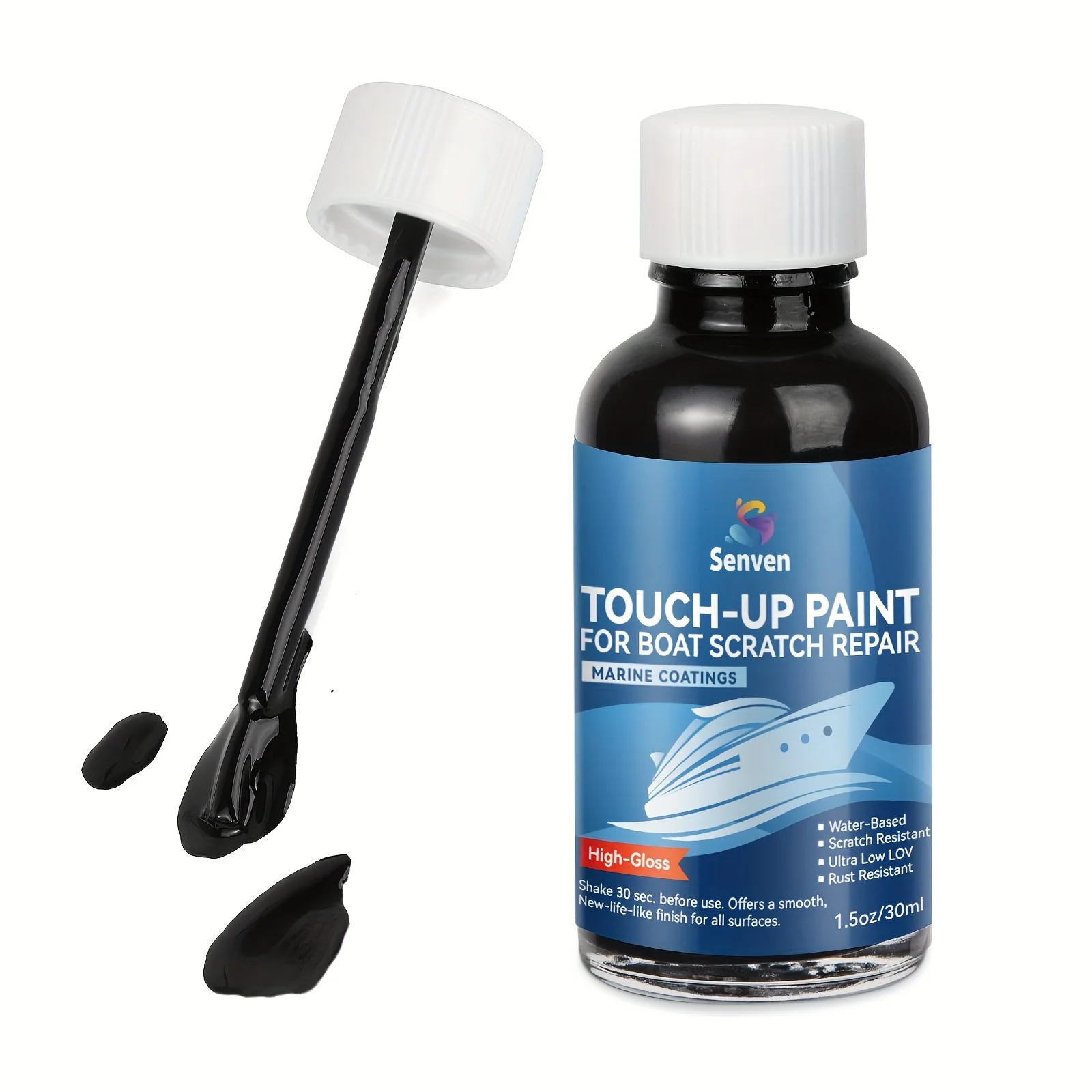 Boat Paint Black Touch Up Pen High-Gloss Boat Scratch Repair Marine Topside Bottom Enamel Marine Repair for Boat,Fiberglass,30ml
Boat Paint Black Touch Up Pen High-Gloss Boat Scratch Repair Marine Topside Bottom Enamel Marine Repair for Boat,Fiberglass,30ml