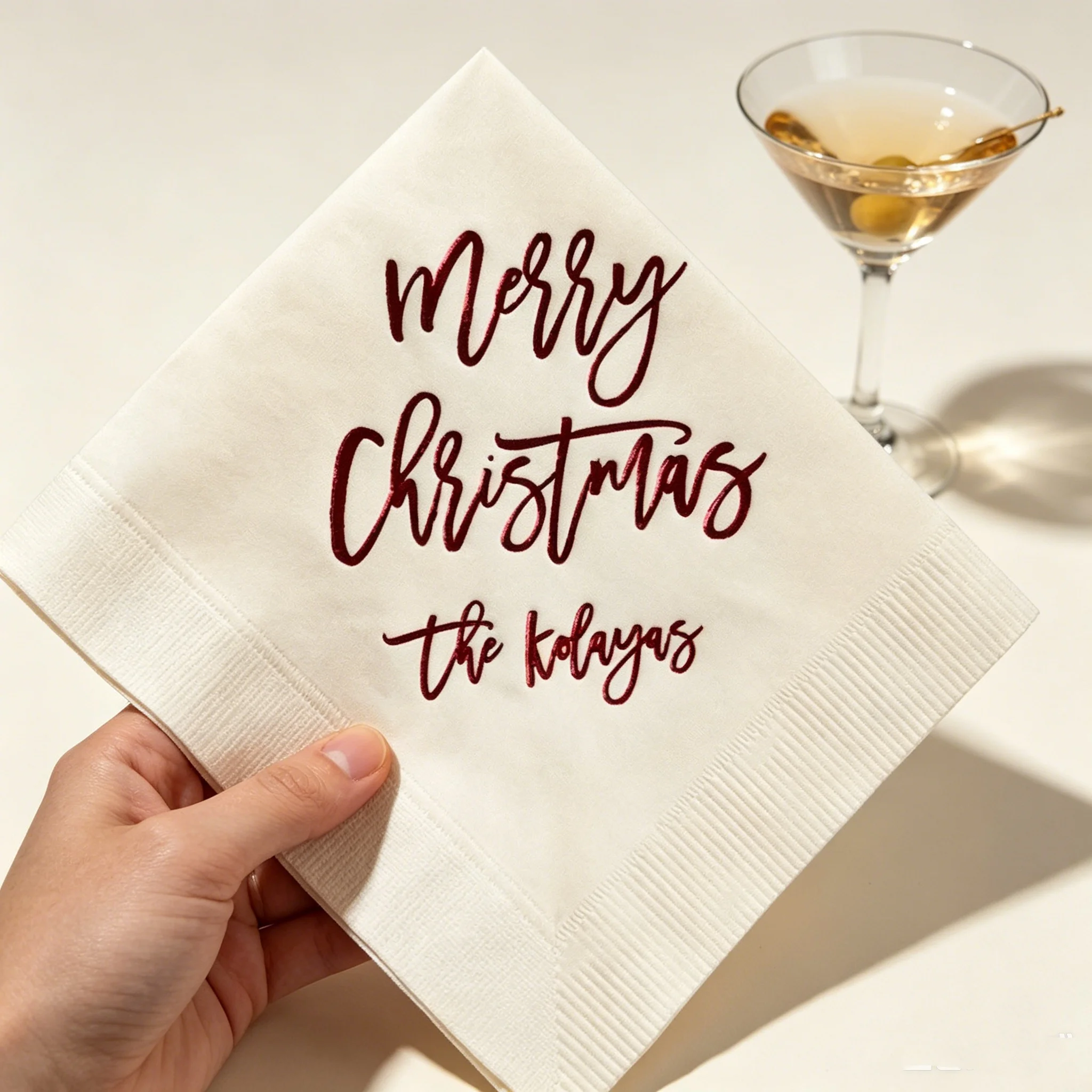 50pcs Personalized Merry Christmas Family Name Cocktail Napkins, Custom Last Name Red Foil White Napkins, Holiday Party & Christ
50pcs Personalized Merry Christmas Family Name Cocktail Napkins, Custom Last Name Red Foil White Napkins, Holiday Party & Christ