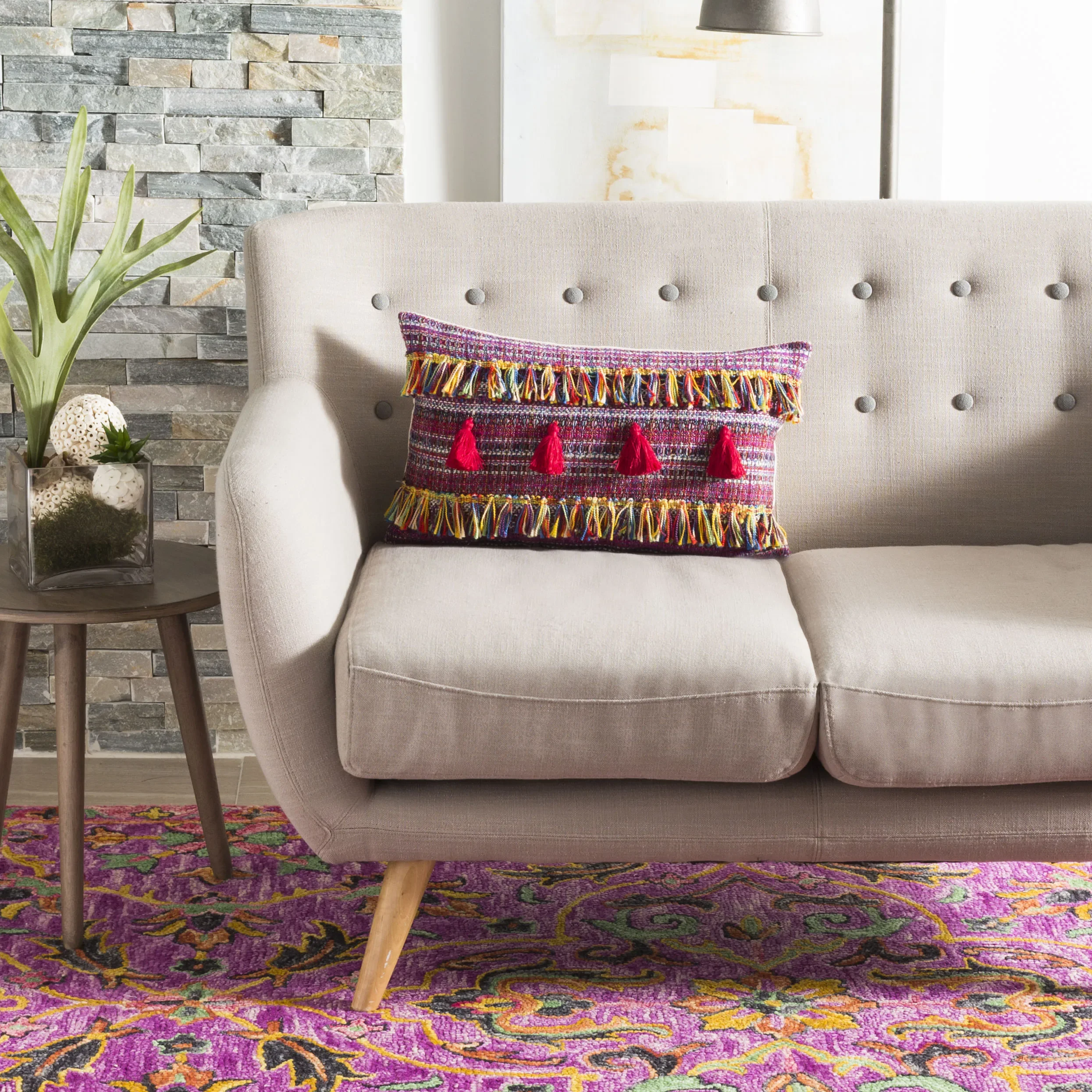 Southwestern-style plush pillow measuring 12 inches by 18 inches with vibrant multicolor design
Southwestern-style plush pillow measuring 12 inches by 18 inches with vibrant multicolor design