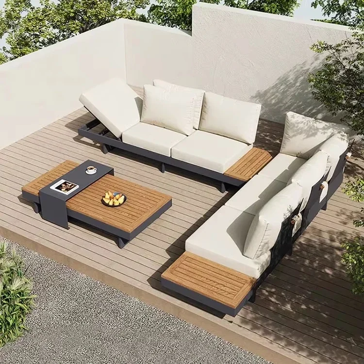 -Hot Newest Modern Outdoor Furniture Teak Wood And Aluminum Frame Sofa Sets
-Hot Newest Modern Outdoor Furniture Teak Wood And Aluminum Frame Sofa Sets