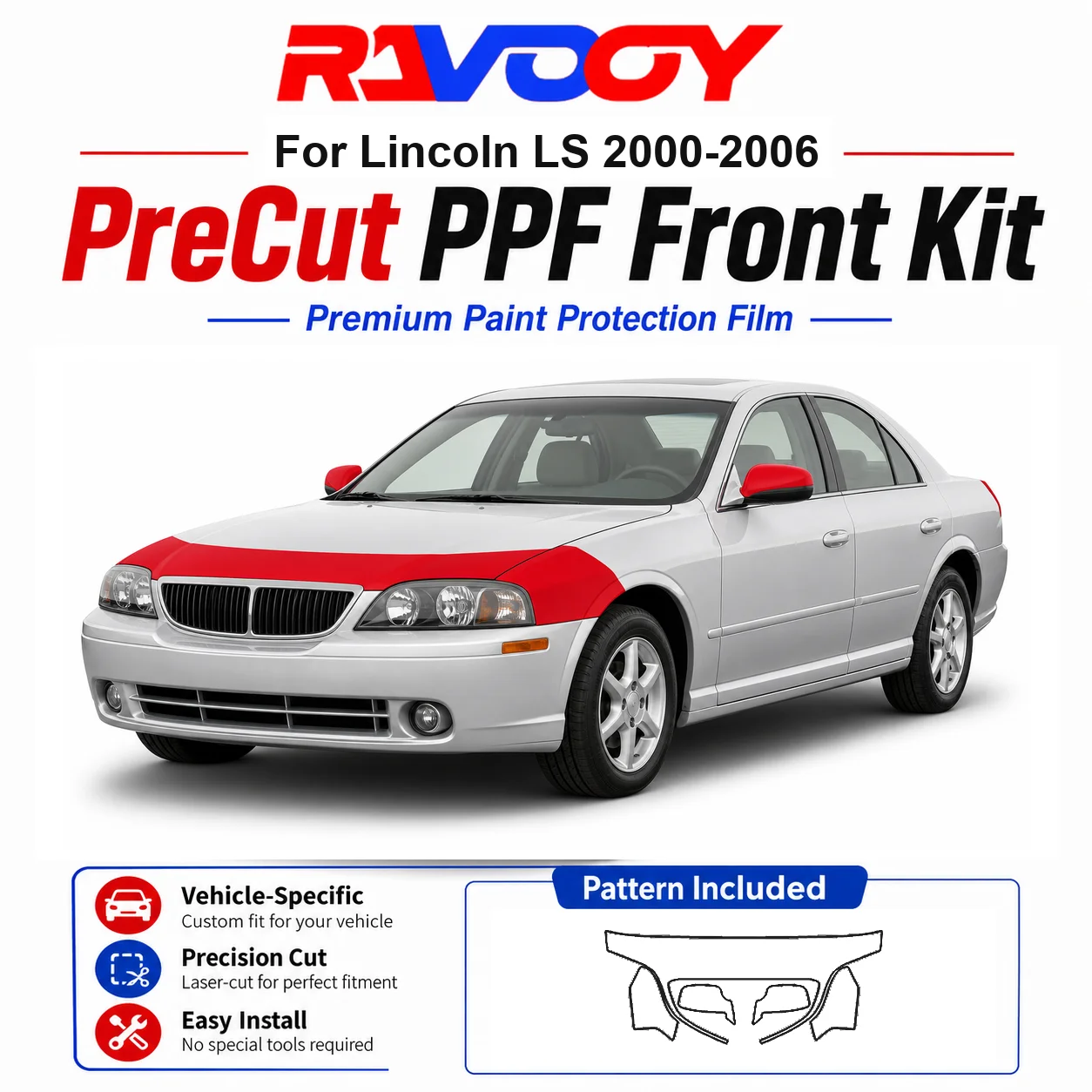 8.5mil TPU Precut PPF Kit For Lincoln LS 2000-2006 - Hood, Partial Fenders & Full Mirror Set - Self-Healing Gloss Clear Bra Film
8.5mil TPU Precut PPF Kit For Lincoln LS 2000-2006 - Hood, Partial Fenders & Full Mirror Set - Self-Healing Gloss Clear Bra Film