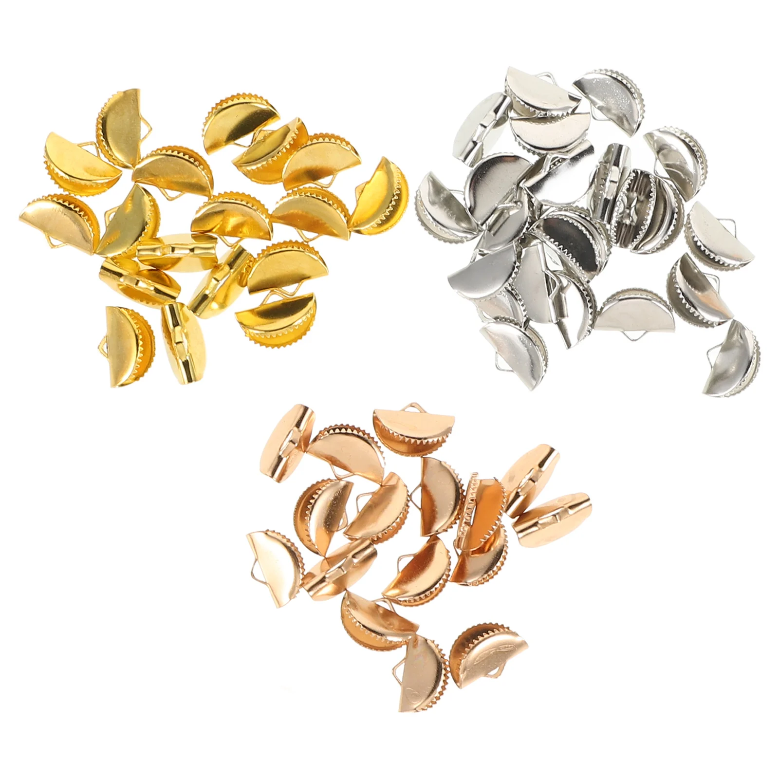 150pcs Jewelry Cord Ends Clip Metal Fasteners Clasp Ribbon End Clamp Tassel Clip Half Round Buckles Crimp Covers For Necklace
150pcs Jewelry Cord Ends Clip Metal Fasteners Clasp Ribbon End Clamp Tassel Clip Half Round Buckles Crimp Covers For Necklace